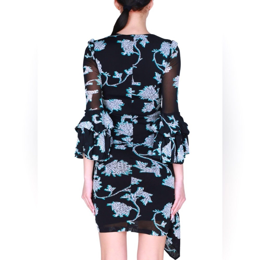 Diane Von Furstenberg Faridah Floral Mesh Dress sz M - Picture 7 of 12